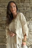 Benito Crochet Cotton Alba Cardigan Stone